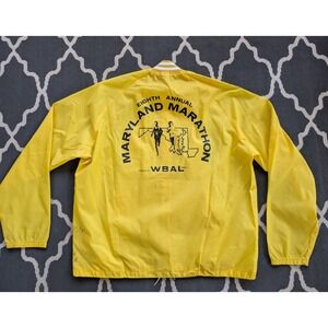 Vintage Maryland Marathon Jacket Mens XL Chalk‎ Line Yellow 1980 Baltimore MD
